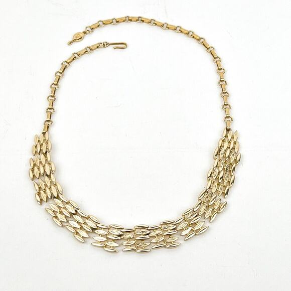 Sarah Coventry Winsome Necklace Goldtone Textured Links Fashion Statement 17" - Picture 1 of 12